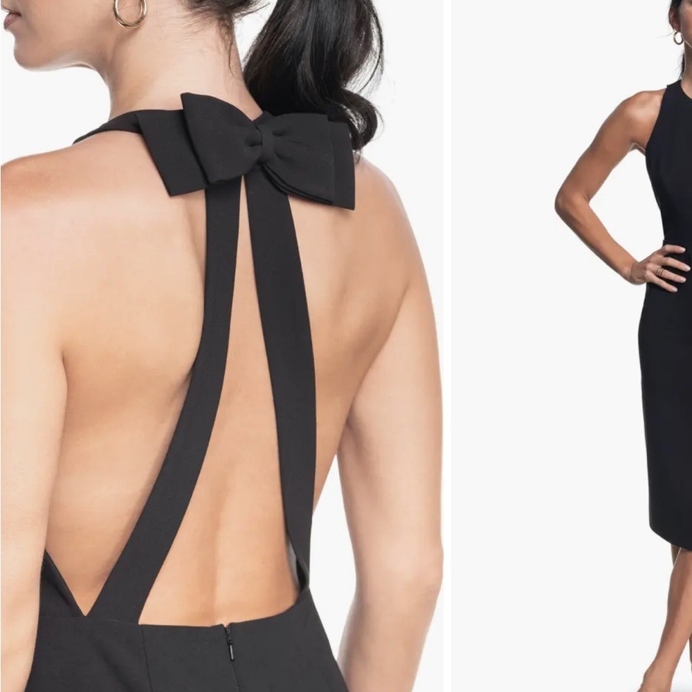 Black cocktail dress bow on back
